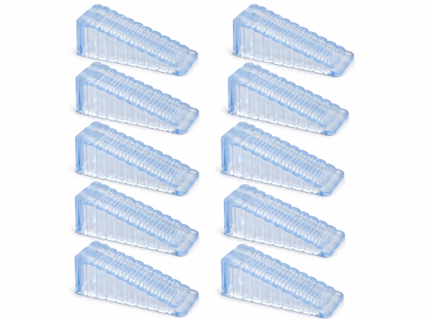 Diverse uz casnic - Set 10 opritoare usa, transparente 9.5 x 4 x 2.8 cm, silicon antiderapant cu suprafata striata, pene pentru blocarea si mentinerea usilor deschise