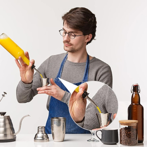 Set 10 picuratoare profesionale negre 10.5 cm, diametru 2.5 cm, dopuri dozatoare din inox cu silicon pentru turnare rapida si precisa [5]