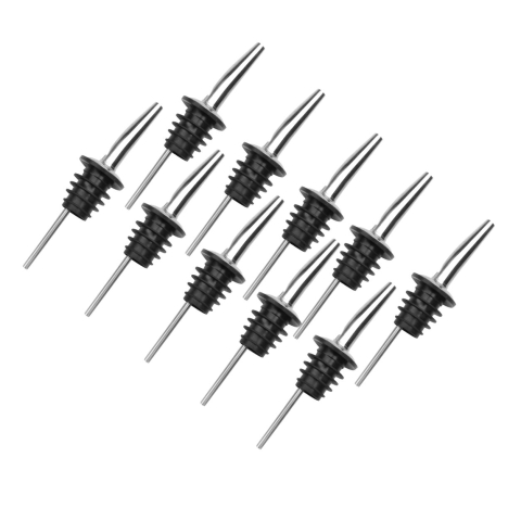 CASA & GRADINA - Set 10 picuratoare profesionale negre 10.5 cm, diametru 2.5 cm, dopuri dozatoare din inox cu silicon pentru turnare rapida si precisa