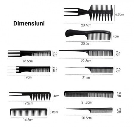 Set 10 piepteni profesionali, coafura si frizerie [1]