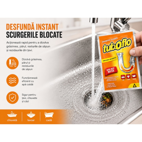 Set 10 plicuri granule pentru desfundat tevi cu apa calda, formula puternica pentru scurgeri si chiuvete, 10 x 55 g [3]