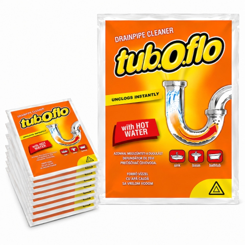 CASA & GRADINA - Set 10 plicuri granule pentru desfundat tevi cu apa calda, formula puternica pentru scurgeri si chiuvete, 10 x 55 g