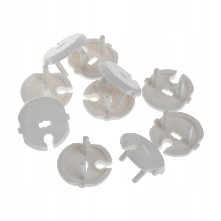 Set 10 Protectii pentru Prize cu Cheie de Deblocare, Sistem Siguranta pentru Copii, ABS Rezistent, Montaj Usor, Alb, 3.7 x 2.3 cm [3]