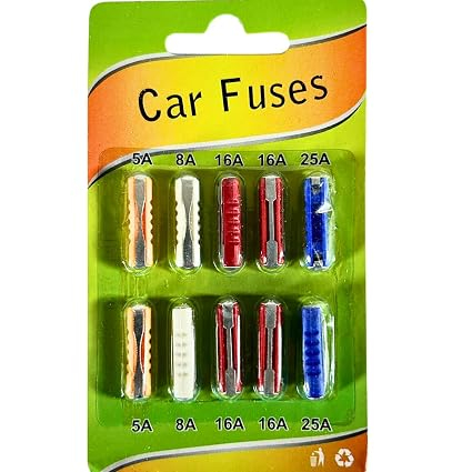ARTICOLE AUTO - Set 10 sigurante auto tip torpedo, 5A-25A, sigurante cilindrice pentru autoturisme clasice, kit protectie instalatie electrica