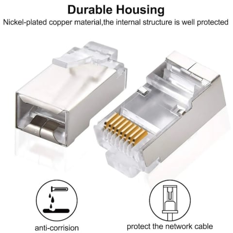 Set 10 x mufa ecranata + manson de protectie, RJ45, CAT5 CAT6, 8 pini 8P8C, albastru [5]
