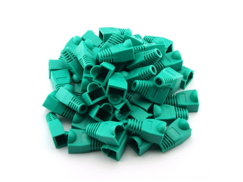 Set 10 x mufa + manson de protectie, RJ45, CAT5 CAT6, 8 pini 8P8C, verde [10]