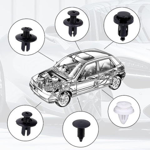 Set 100 cleme auto universale pentru caroserie, dimensiuni multiple, cu 4 unelte de indepartare, pentru bara, aripi, usi si panouri [3]