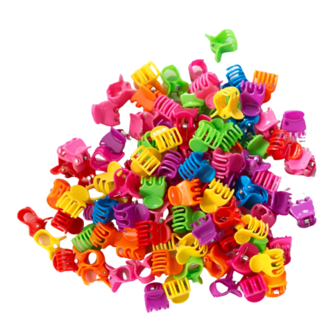 Accesorii par - Set 100 cleme par mici colorate, model compact, prindere puternica, arc metalic rezistent, pentru coafuri rapide si zilnice