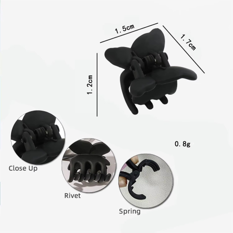 Set 100 cleme par mici negre tip fluture, 1.5 cm, prindere puternica, arc metalic rezistent, pentru fixare precisa suvite [4]