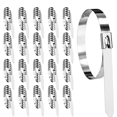 Set 100 coliere metalice inox 150 mm, bride autoblocante din otel inoxidabil pentru prinderea cablurilor, furtunurilor si tevilor, rezistente la rugina, uz profesional [8]