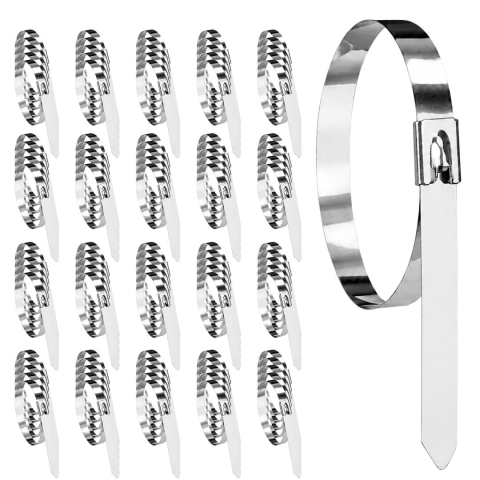 CASA & GRADINA - Set 100 coliere metalice inox 150 mm, bride autoblocante din otel inoxidabil pentru prinderea cablurilor, furtunurilor si tevilor, rezistente la rugina, uz profesional