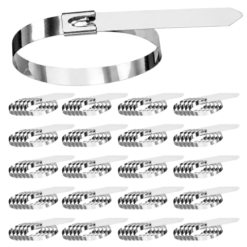 ARTICOLE AUTO - Set 100 coliere metalice inox 400 mm, bride autoblocante din otel inoxidabil pentru prinderea cablurilor, furtunurilor, conductelor si tevilor, rezistente la rugina, uz profesional