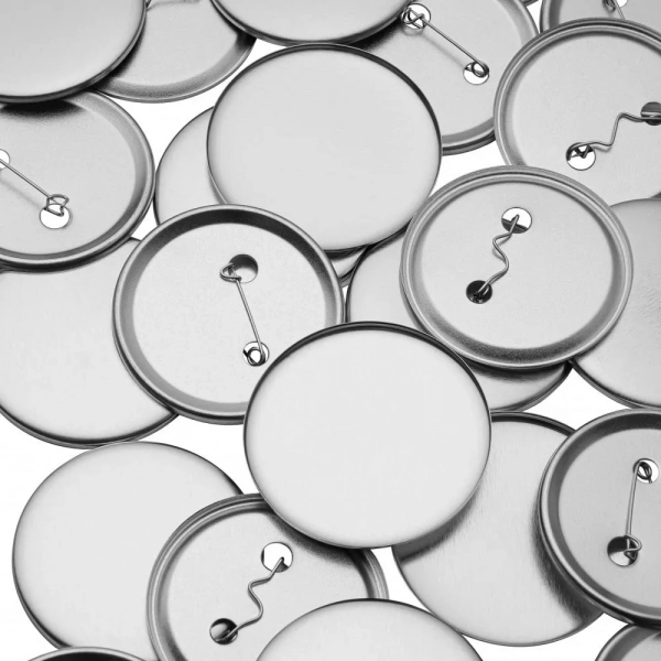 Set 100 componente pentru insigne personalizate 58 mm, blank-uri metalice cu ac de siguranta si folie transparenta, compatibile cu presa pentru ecusoane [3]