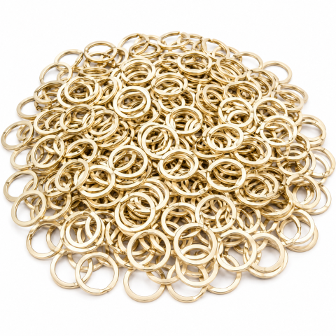 Set 100 inele breloc, auriu 3.4 cm, grosime 2.5 mm, accesorii metalice rotunde despicate pentru chei, brelocuri, etichete, pandantive si proiecte creative [5]