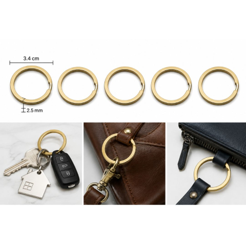 Set 100 inele breloc, auriu 3.4 cm, grosime 2.5 mm, accesorii metalice rotunde despicate pentru chei, brelocuri, etichete, pandantive si proiecte creative [2]