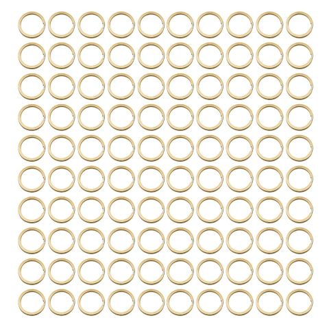 CASA & GRADINA - Set 100 inele breloc, auriu 3.4 cm, grosime 2.5 mm, accesorii metalice rotunde despicate pentru chei, brelocuri, etichete, pandantive si proiecte creative