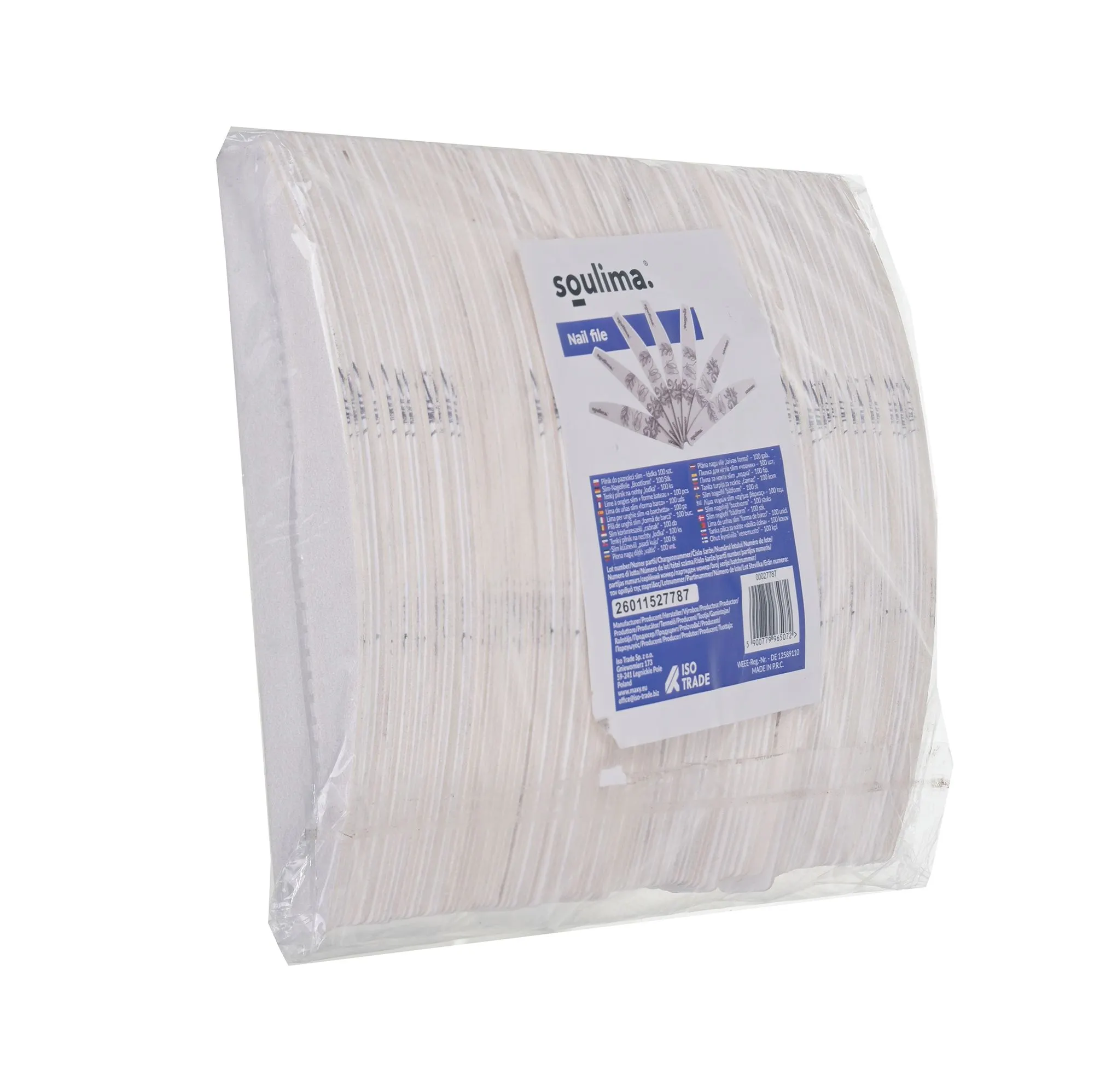 Set 100 pile unghii, albe 18 x 3 cm, granulatie 100/180, forma curbata, hartie abraziva cu spuma si miez de intarire, pentru manichiura si pedichiura [5]