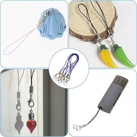 Set 100 snururi cu carabina pentru breloc, accesorii, poliester, multicolor [1]