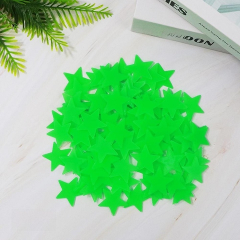 Set 100 stelute fosforescente, autoadezive, decoratiuni pentru camera copilului, plastic, 2.5 cm x 3.2 cm x 0.1 cm, verde [6]