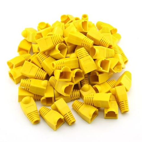 Set 100 x mufa + manson de protectie, RJ45, CAT5 CAT6, 8 pini 8P8C, galben [7]