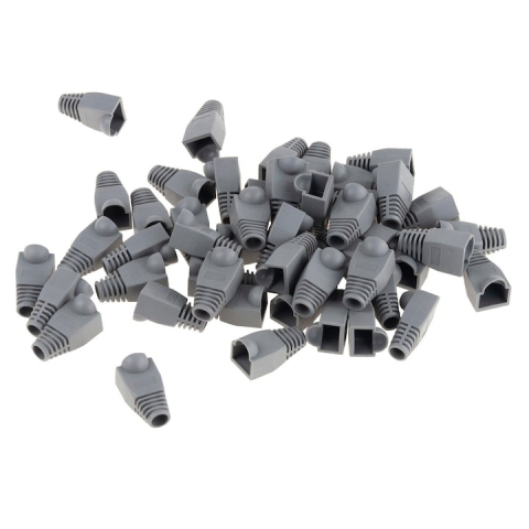 Set 100 x mufa + manson de protectie, RJ45, CAT5 CAT6, 8 pini 8P8C, gri [2]