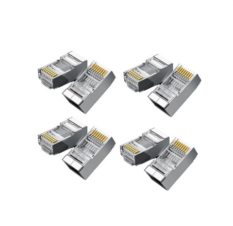 ELECTRONICE - Set 100x mufe retea, conector metalic, UTP, 8 contacte, RJ45 CAT6 - Alb