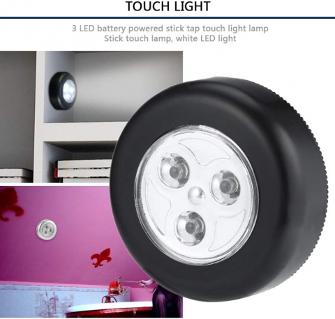 Set 10x Lampa universala autoadeziva cu 3 LED-uri, utilizare baterii de tip AAA - Negru [7]