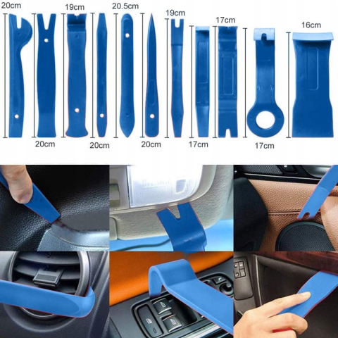 Set 11 unelte pentru demontare tapiterie auto, extractoare clipsuri, panouri si ornamente, plastic rezistent, albastru [4]