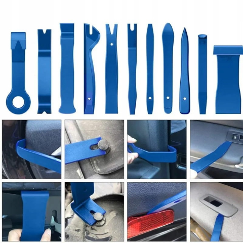 Set 11 unelte pentru demontare tapiterie auto, extractoare clipsuri, panouri si ornamente, plastic rezistent, albastru [1]