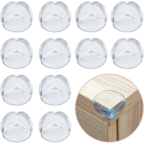 Crestere copil - Set 12 bucati protectie colturi, universale, pentru siguranta copiilor, din silicon, rotunde, pentru mese, paturi, dulapuri, transparent