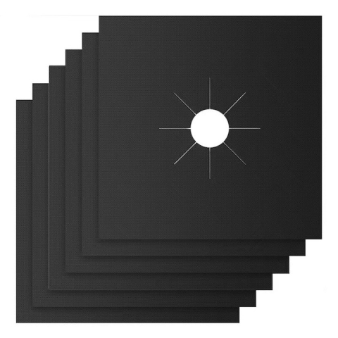 Diverse bucatarie - Set 12 folii detasabile de protectie pentru aragaz, din teflon - Negru