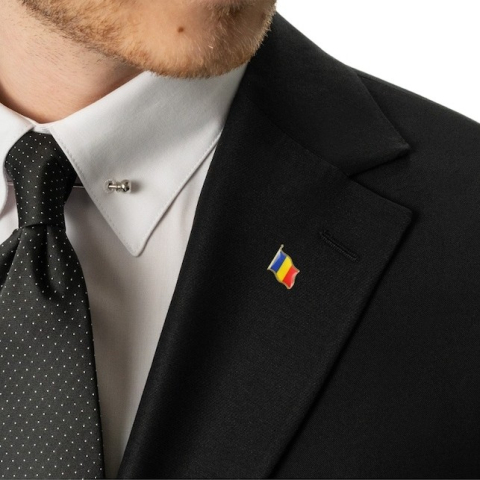 Set 12 insigne steag tricolor Romania metal auriu email, brosa cu ac de siguranta, 20 x 20 mm [3]