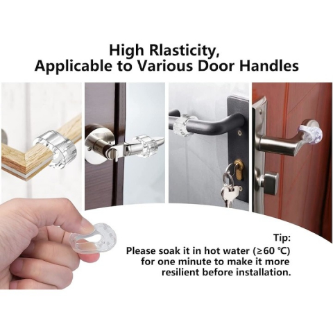 Set 12 opritoare, protectie pentru maner usa, silicon, montare usoara, 31 x 23 x 17 mm, transparent [3]
