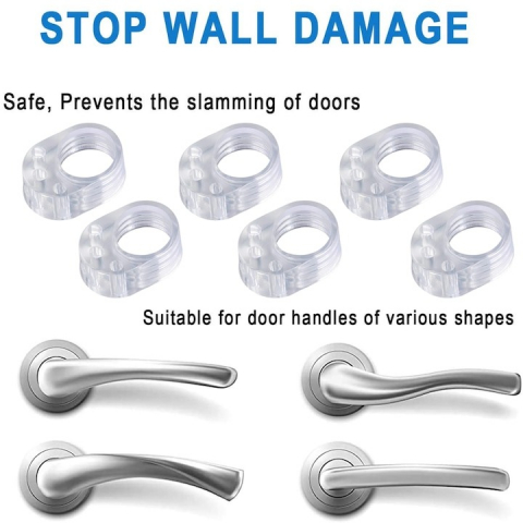 Set 6 opritoare, protectie pentru maner usa, silicon, montare usoara, 31 x 23 x 17 mm, transparent [2]