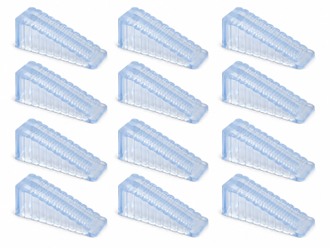 Set 12 opritoare usa, transparente 9.5 x 4 x 2.8 cm, pene din silicon antiderapant cu striatii, pentru fixare si mentinerea usilor deschise [1]