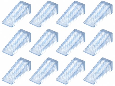 CASA & GRADINA - Set 12 opritoare usa, transparente 9.5 x 4 x 2.8 cm, pene din silicon antiderapant cu striatii, pentru fixare si mentinerea usilor deschise