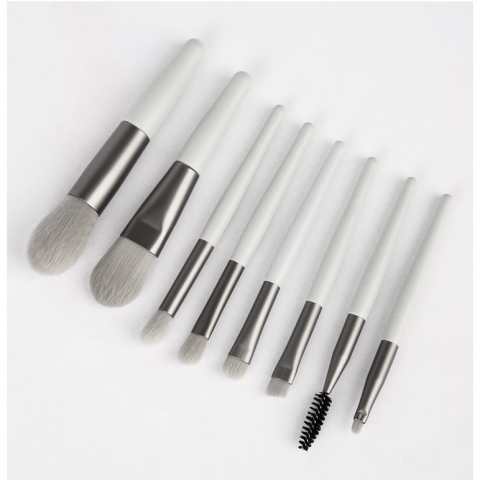 Set 8 pensule machiaj, fard, sprancene, fond de ten, pudra, peri sintetici, maner plastic, verzi [7]