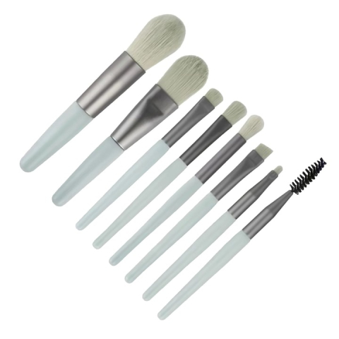 Set 8 pensule machiaj, fard, sprancene, fond de ten, pudra, peri sintetici, maner plastic, verzi [3]