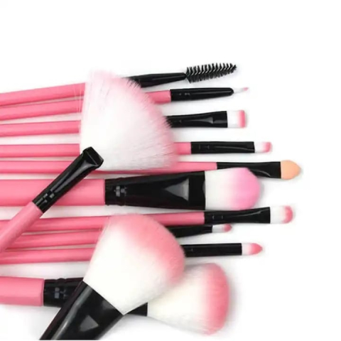 Set 12 pensule pentru machiaj, cu cutie de depozitare, peri sintetici din nailon si manere din plastic, 18x5x6.5 cm, roz piersica – kit complet pentru un machiaj impecabil [2]