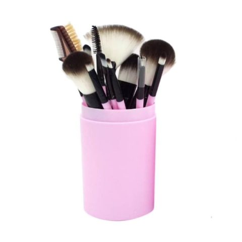 Set 12 pensule pentru machiaj, peri sintetici, manere usoare, cutie eleganta pentru depozitare, ideal pentru machiaj complet al fetei, roz deschis [2]