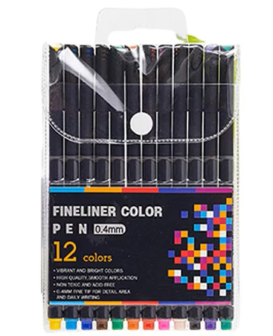 JOCURI ȘI JUCĂRII - Set 12 pixuri fineliner multicolore, varf ultra fin 0,38 mm, culori diferite