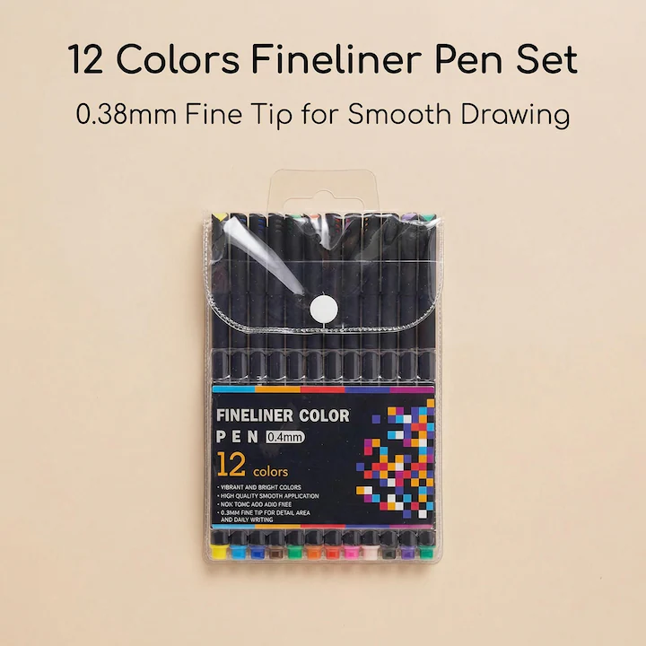 Set 12 pixuri fineliner multicolore, varf ultra fin 0,38 mm, culori diferite [2]