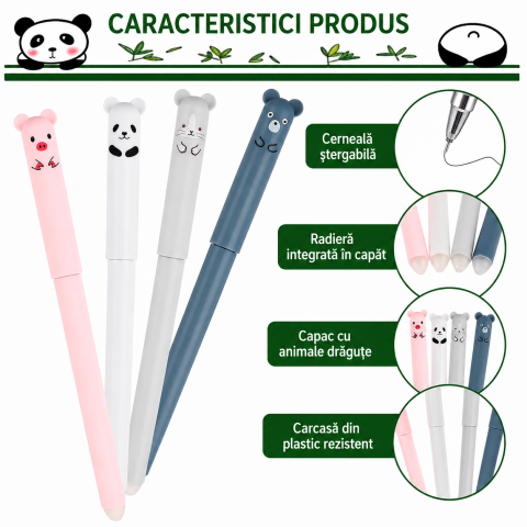 Set 12 pixuri multicolore 14.5 cm scrie-sterge cu cerneala albastra, varf 0.5 mm [2]