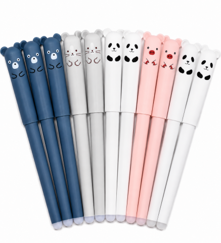 Set 12 pixuri multicolore 14.5 cm scrie-sterge cu cerneala albastra, varf 0.5 mm [6]