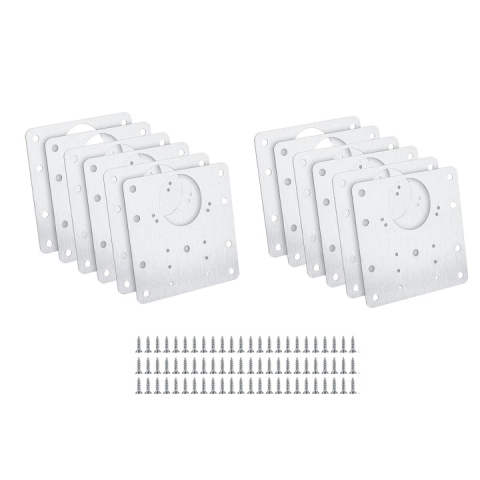 CASA & GRADINA - Set 12 placi pentru repararea balamalelor mobilier, inox rezistent, 72 suruburi incluse, 9 x 9 cm, argintiu