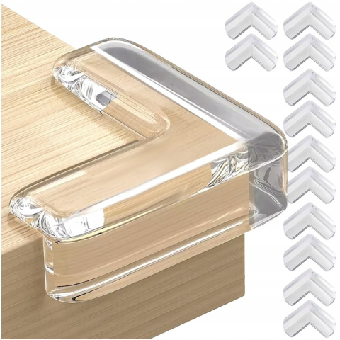 Set 12 protectii colturi pentru mobilier, cu adeziv, PVC, transparente, 4 x 4 x 1.3 cm [7]