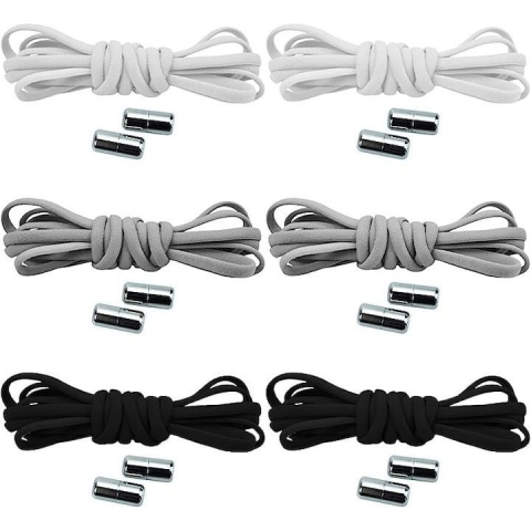 Accesorii incaltaminte - Set 12 sireturi reglabile cu 12 prinderi metalice la capete, 4 albe, 4 negre si 4 gri
