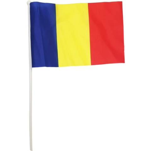Set 12 steaguri de mana Romania 20 x 30 cm, tricolor, poliester, cu suport, pentru evenimente si serbari [7]