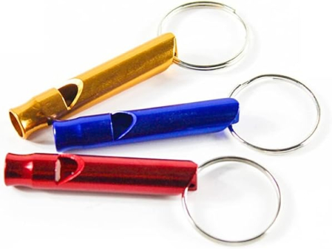 Set 12 x fluier tip breloc, aluminiu, 7 cm, multicolor [3]