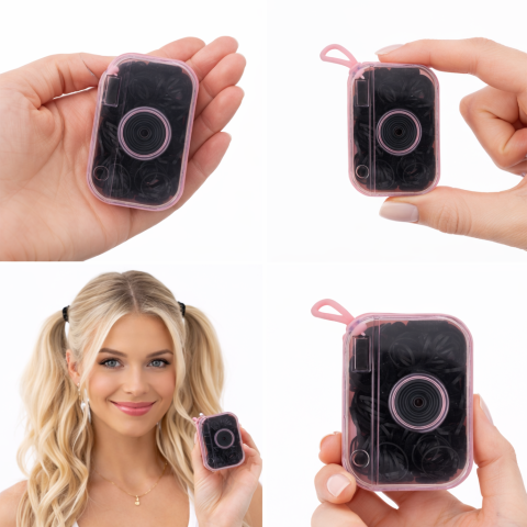 Set 120 elastice par negre, 20 textile + 100 cauciuc, cutie cu agatatoare, organizare practica [1]